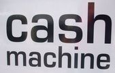 text graphic that says "cash machine"